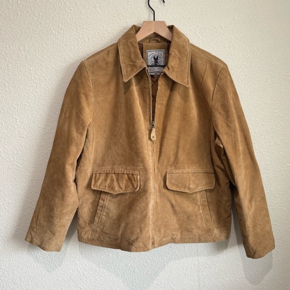 Vtg JLC Leather Suede Chore Jacket Women’s L Adventures On The Wing American Tan - Picture 1 of 8